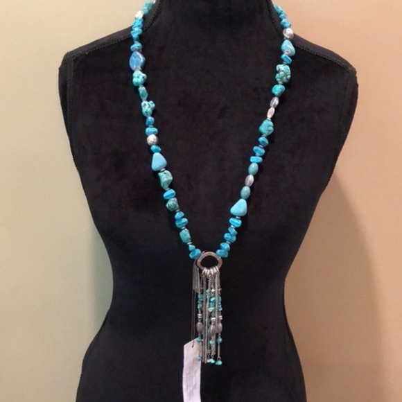 NWT Chico’s Turquoise and Silver-tone Necklace - Picture 1 of 8